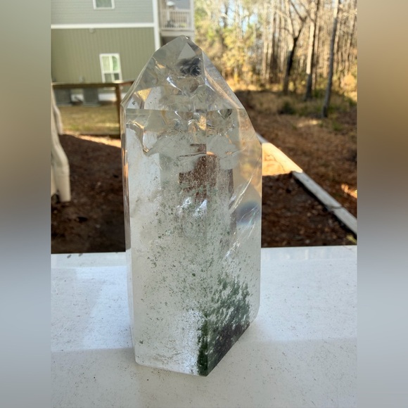 Garden Quartz Tower | Lodolite Inclusion Quartz | Natural Crystal Point Rainbow - Picture 5 of 10